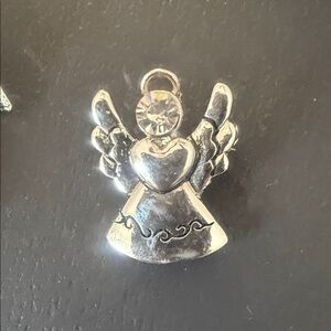Silver Angel Pendant / pin with Crystal Accent
